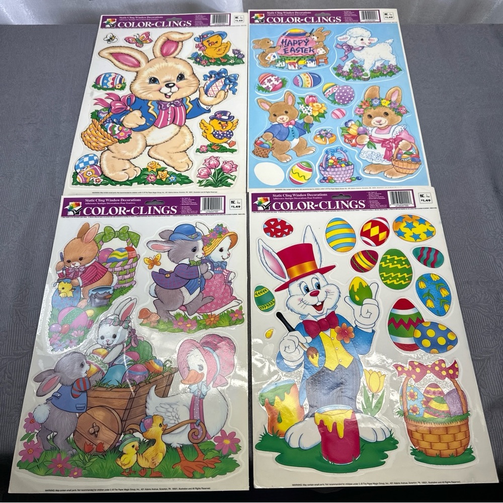 Vintage Color Clings Easter Static Cling Window Decoration Reusable